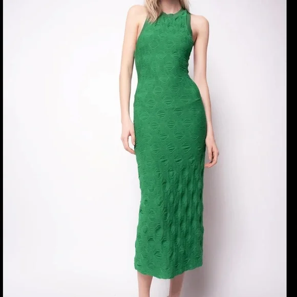 Pinko Women's Geometric Textured Midi Dress - Green - Size S - Verde Pinko Women's Geometric Textured Midi Dress - Green - Size S - Verde